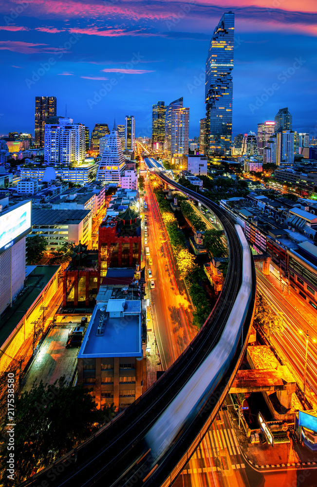 西隆商务中心曼谷城市夜景