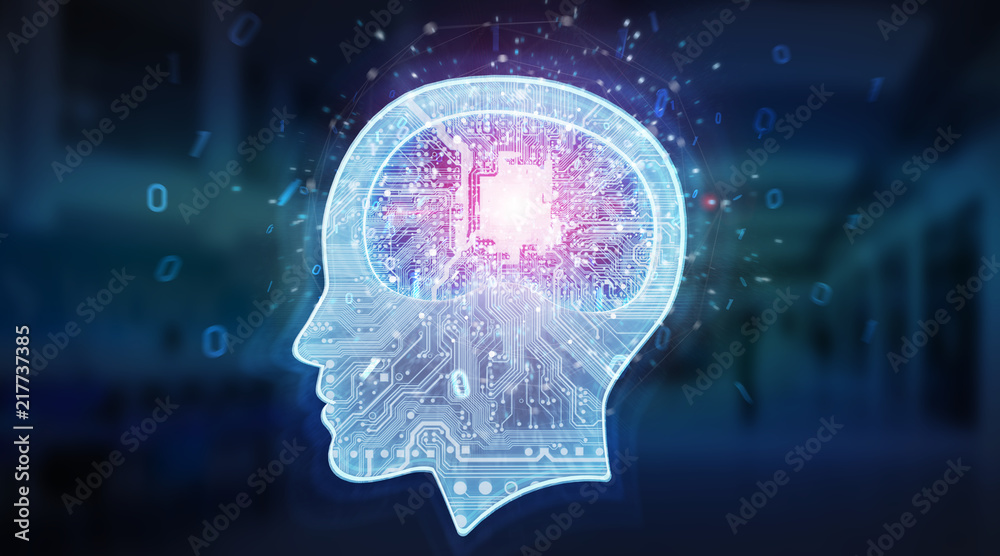 人工智能数字大脑背景3D渲染