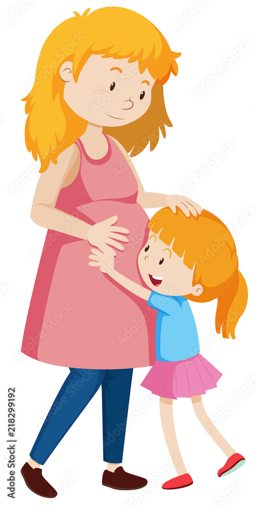 怀孕的母亲和女儿