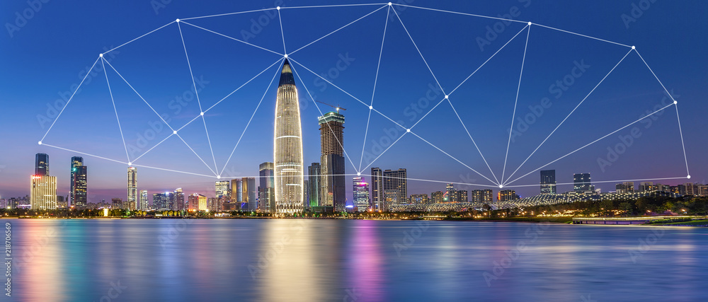 深圳市CBD天际线与大数据概念