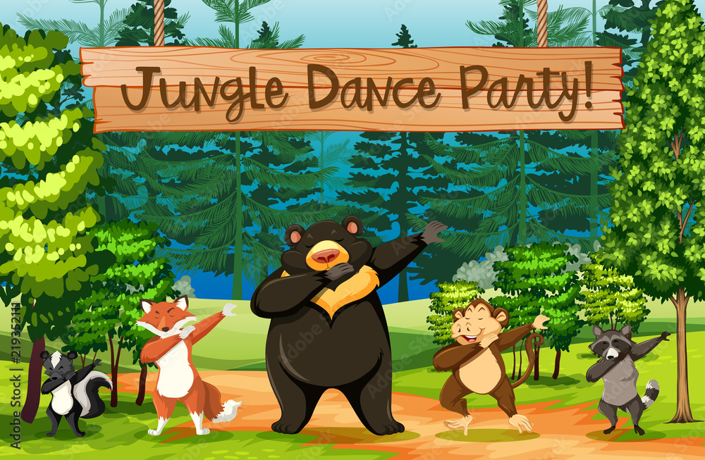 Jungle dance party scene
