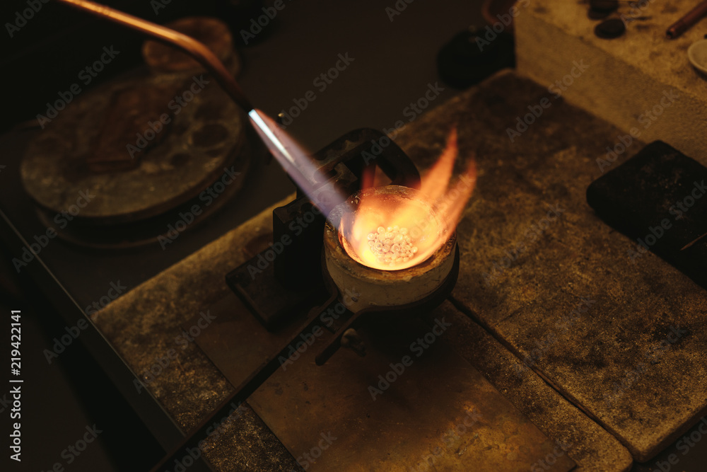 Melting silver in a small crucible