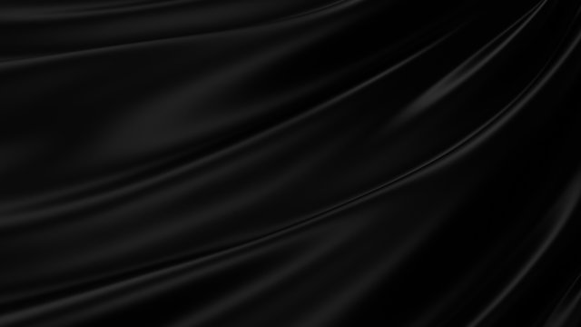 黑色奢华布料抽象背景。深色液体波浪或黑色波浪褶皱丝绸或缎面背景
