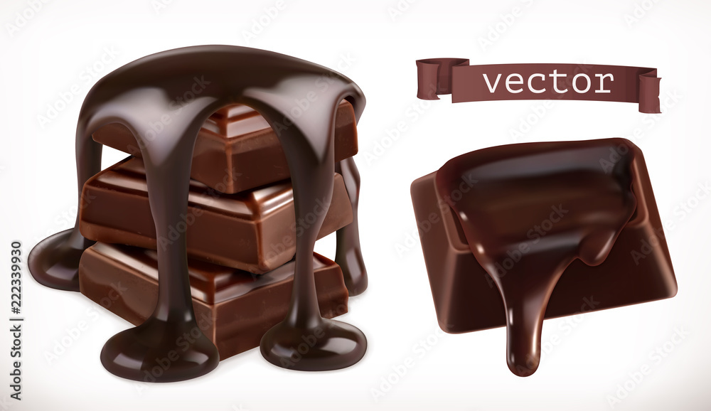 Chocolate. 3d realistic vector icon