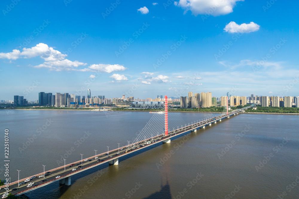 中国杭州全景城市天际线