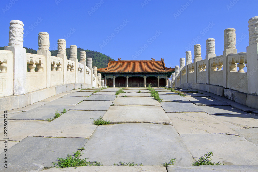White marble three hole stone bridge in the Eastern Royal Tombs of the Qing Dynasty, china
