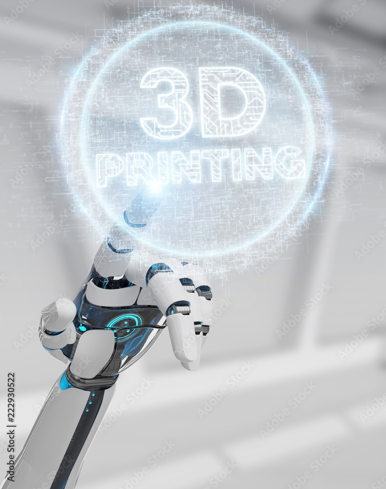 机器人白手使用3D打印数字全息图3D渲染