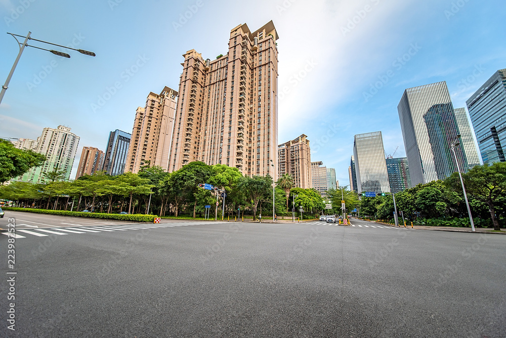 CBD buildings and pavements in downtown Shenzhen