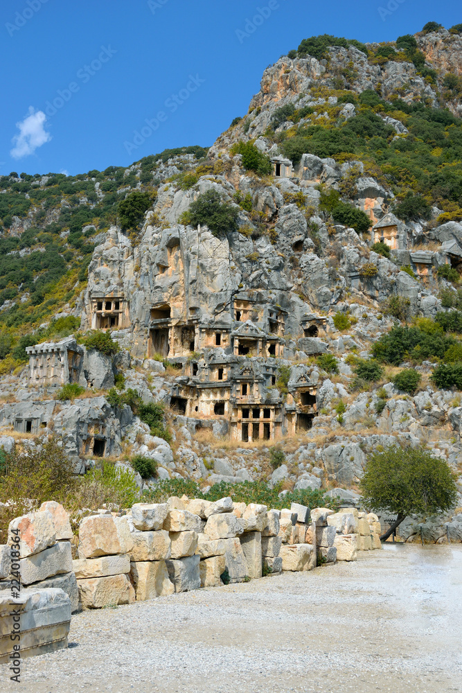 The ruins of the ancient city of Mira are the capitals of the Lycian kingdom. Tombs of the Lycians i