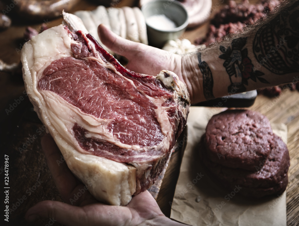 新鲜牛肉食品的切片摄影食谱创意