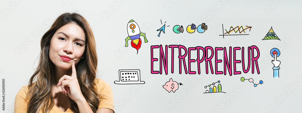 企业家与年轻女性在一个深思熟虑的fac