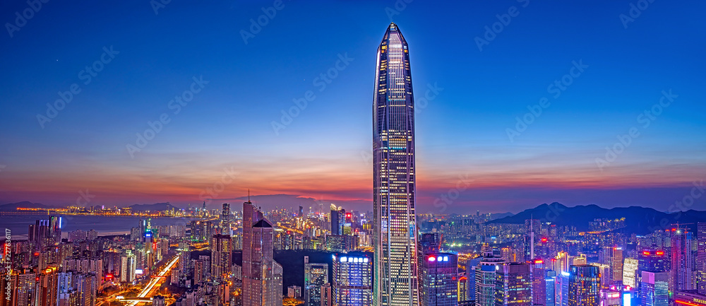 Shenzhen city night panorama
