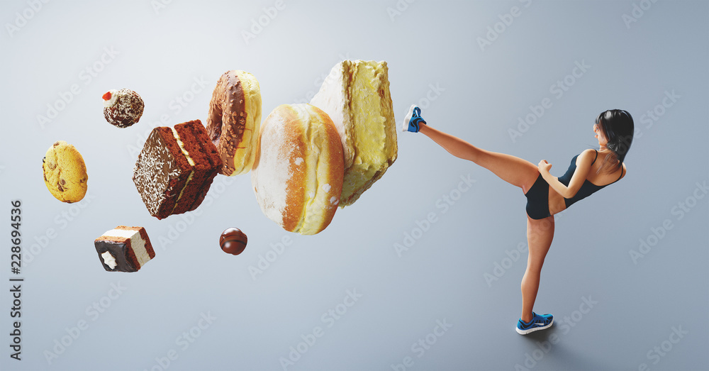 Woman stopping junk food