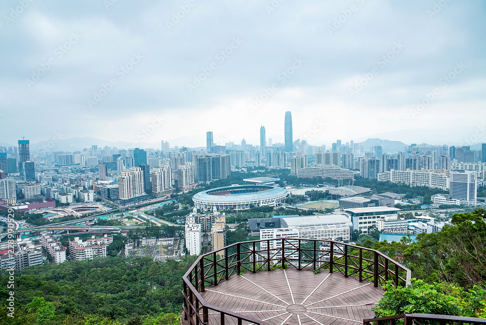 Shenzhen Beacon Hill Park Observation Deck and City Skyline
