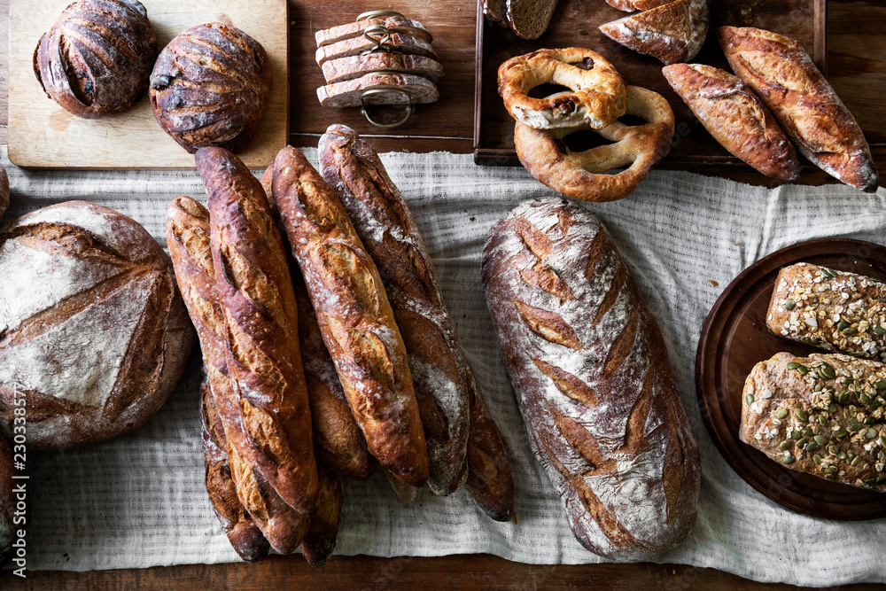 各种面包面包食品摄影食谱创意