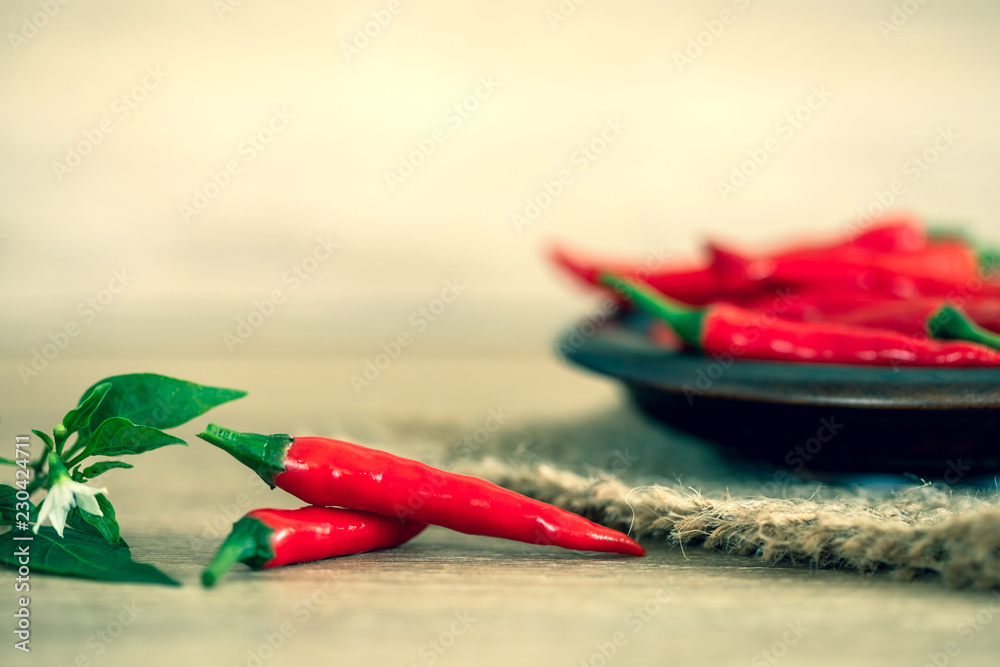 新鲜的红辣椒，富含抗氧化剂的草药食品