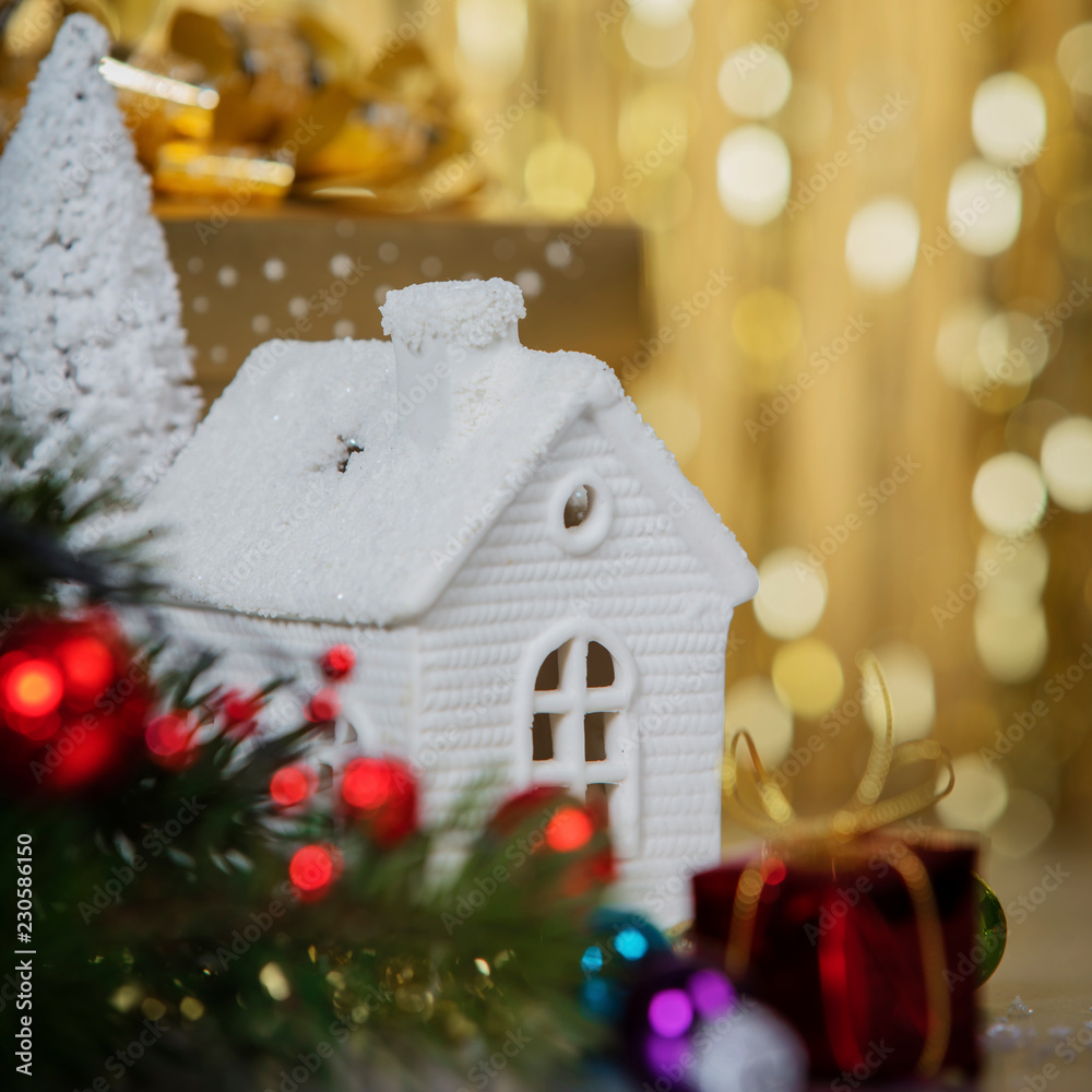 Christmas decoration on abstract background - close up
