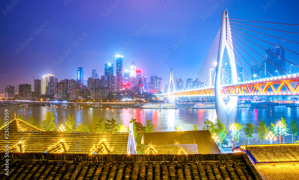 重庆城市建筑景观的天际线……