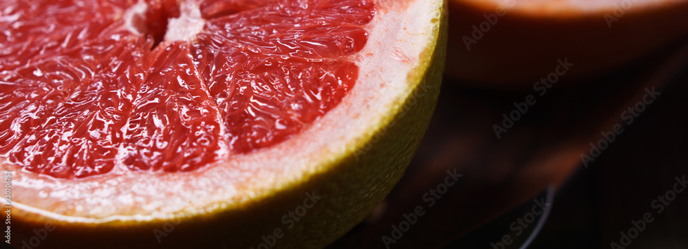 juicy tropical fruit, pink grapefruit macro. citrus background