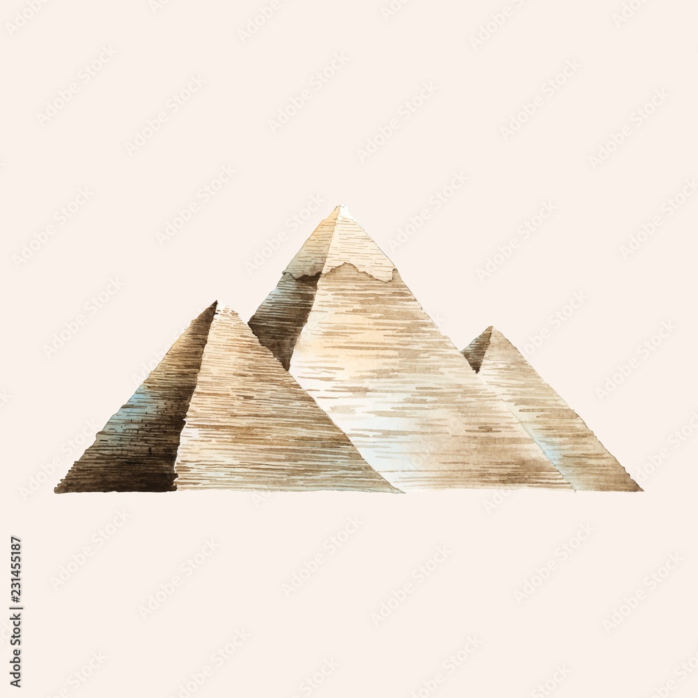 用水彩绘制的吉萨大金字塔