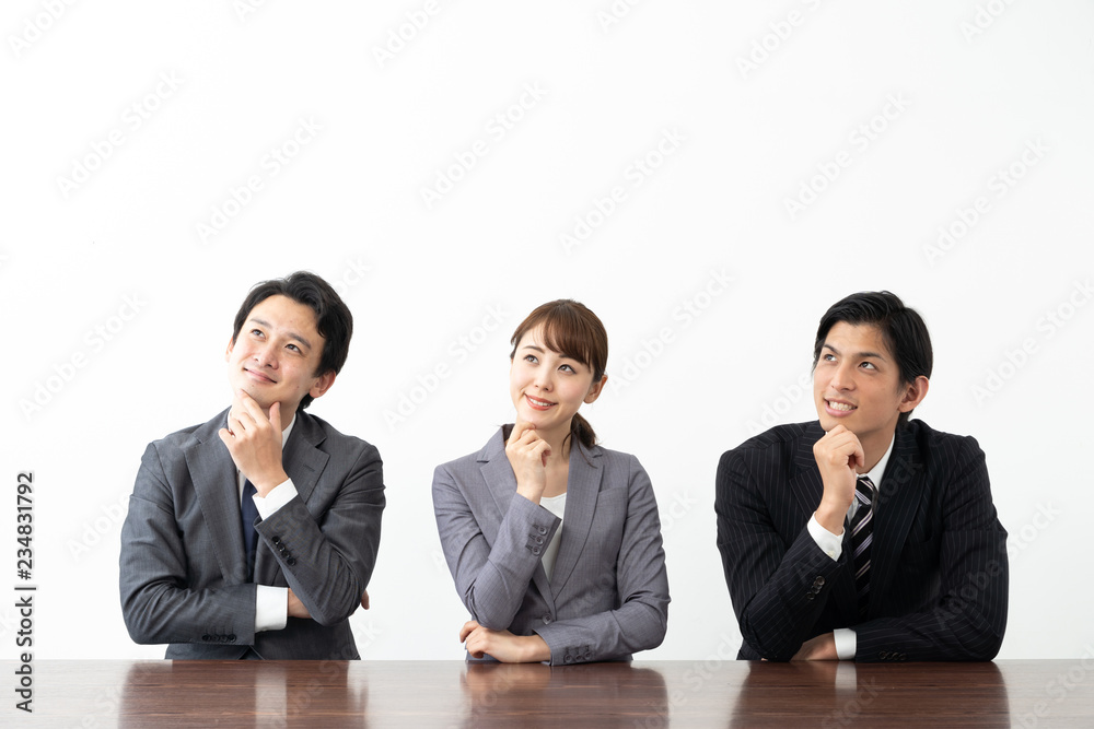 asian business group in conference room on white background