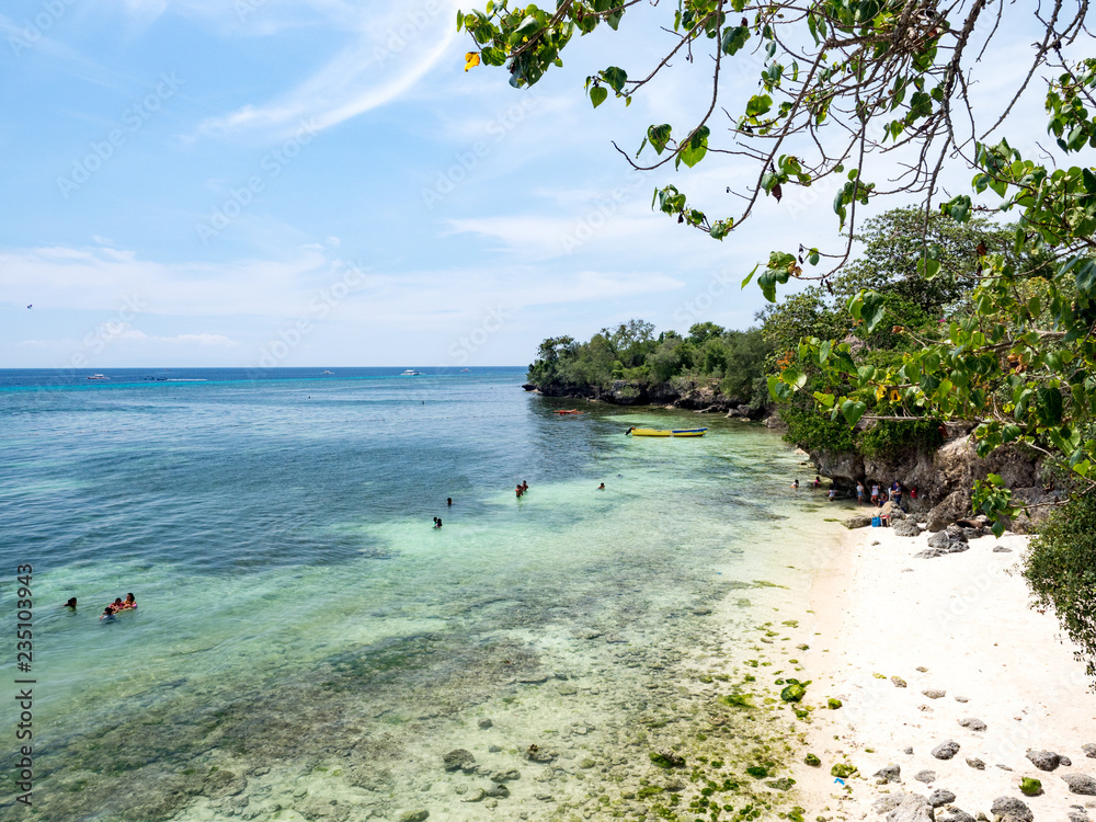 来自Panglao Bohol岛Alona海滩的令人惊叹的热带海滩背景，带cl的白色沙滩