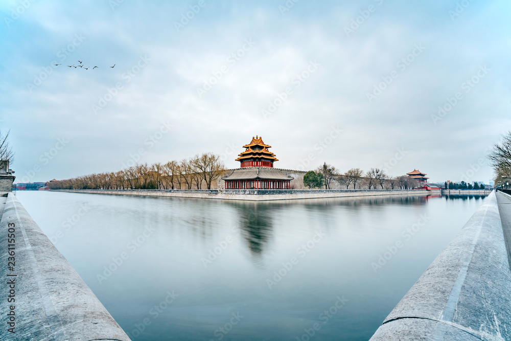 中国北京故宫角冬季风光