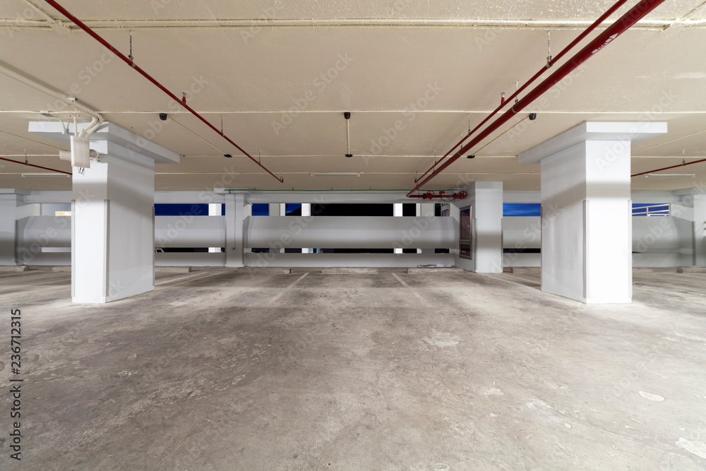 Parking garage interior, industrial building,Empty underground interior in apartment or in supermark