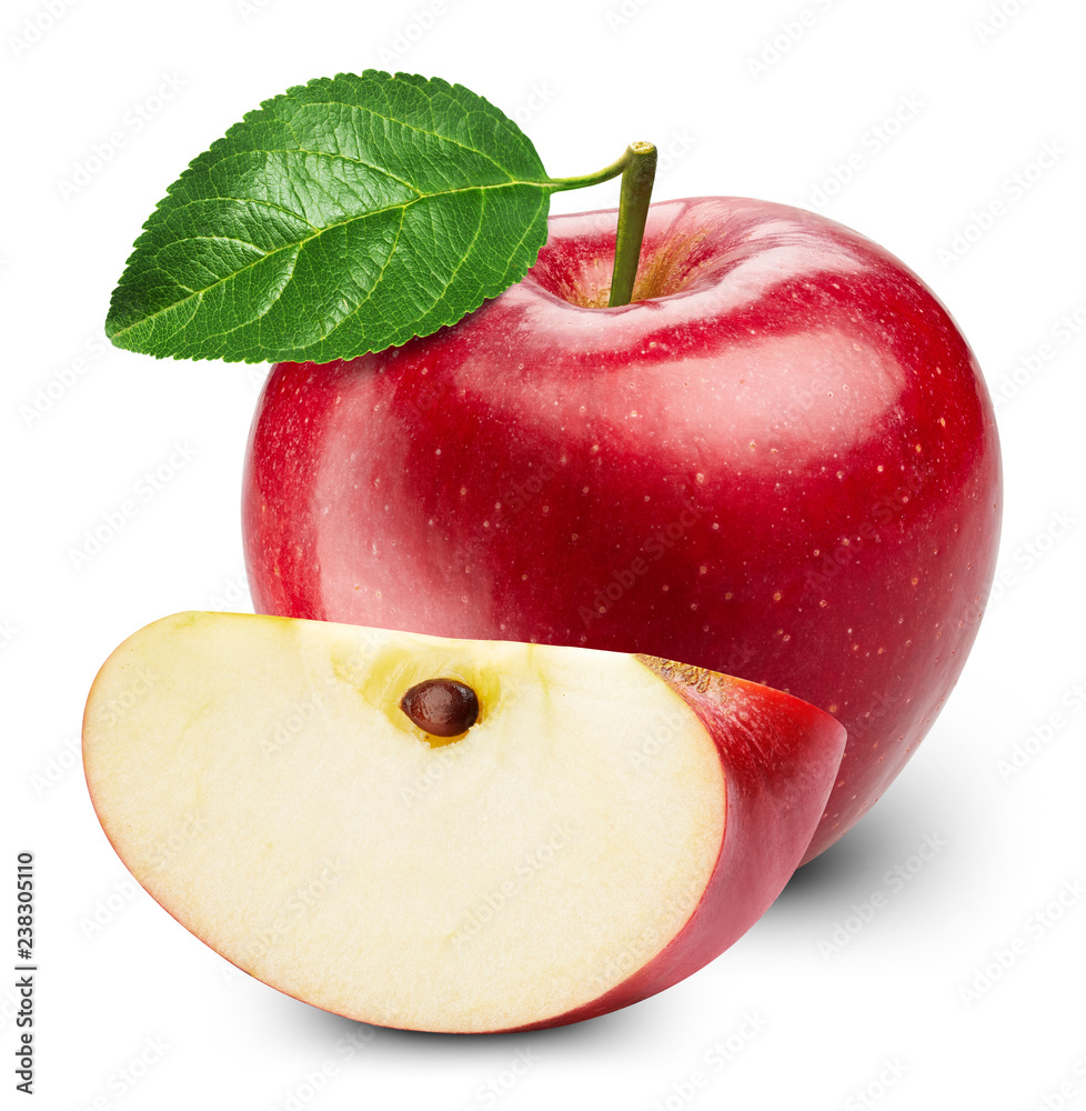 白苹果上分离的红苹果