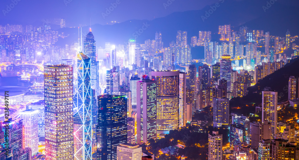 香港天际线与城市夜景