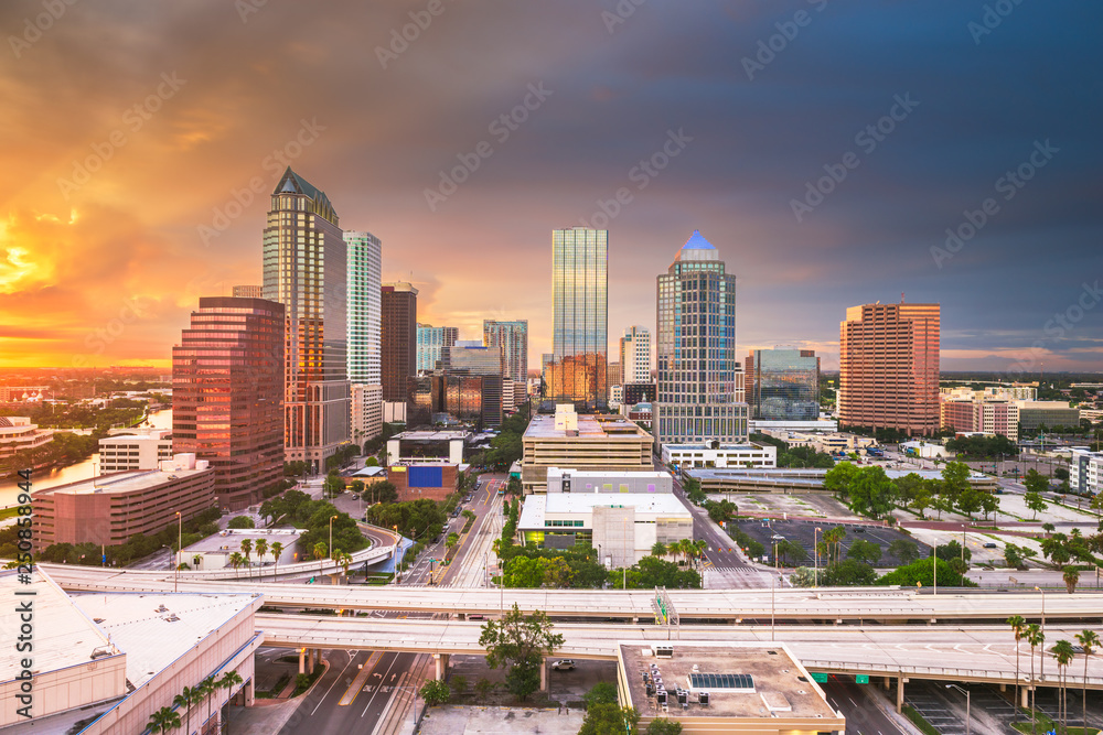 Tampa, Florida, USA aerial downtown skyline.