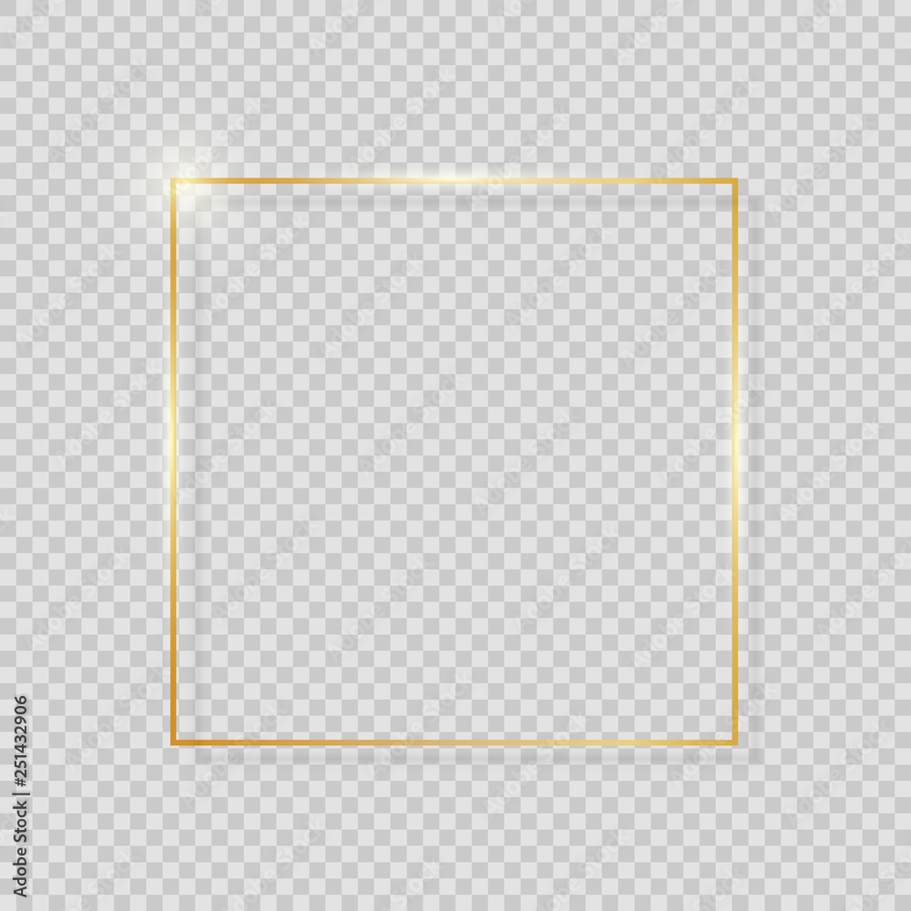 Gold Paint Glittering Textured Frame on Transparent Background. Vector Illustration