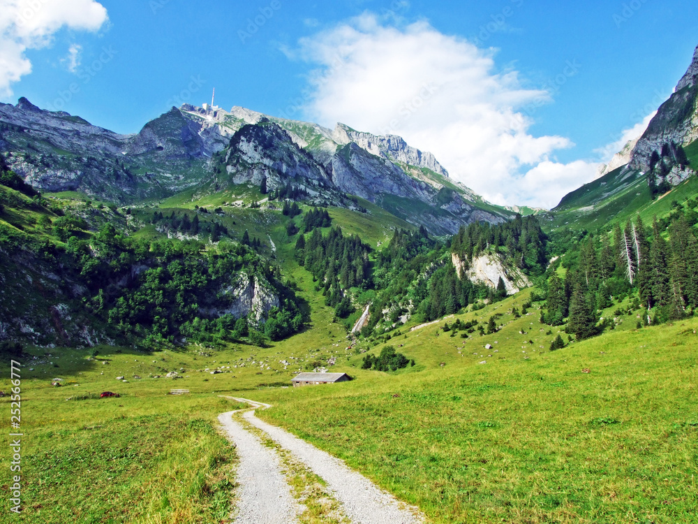 The beautiful Alpine peak of Säntis in Alpstein mountain range - Canton of Appenzell Innerrhoden, Sw