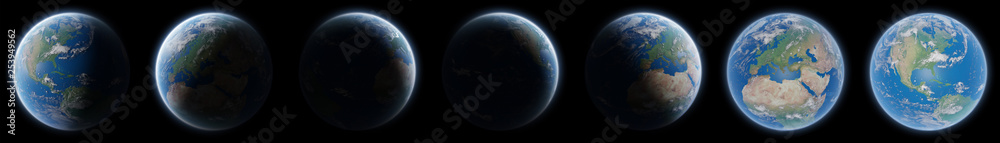 美国国家航空航天局提供的这张照片的3D渲染元素中的蓝色行星地球视图