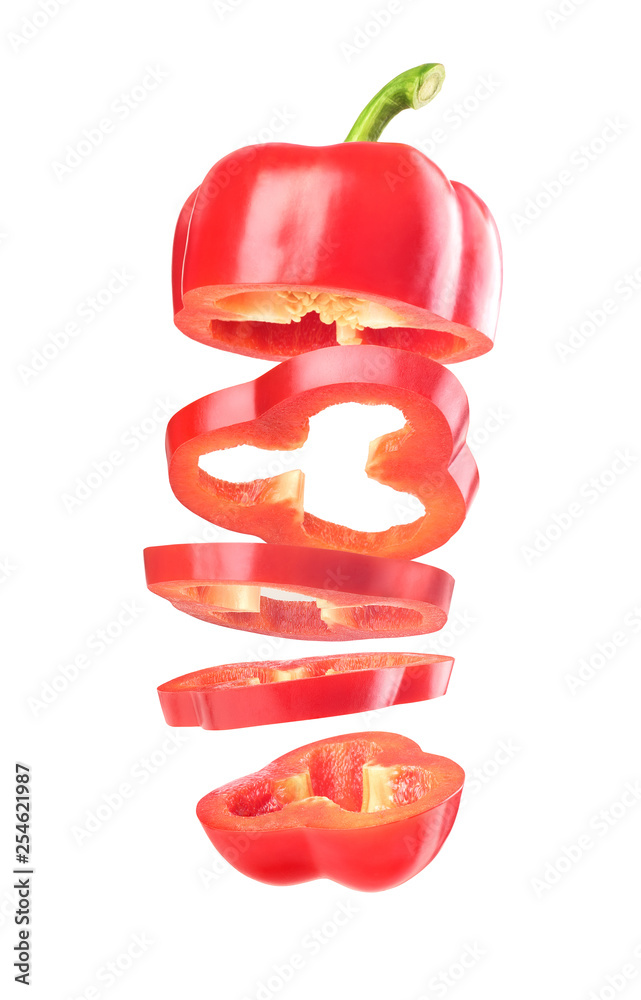 red pepper cut on white background