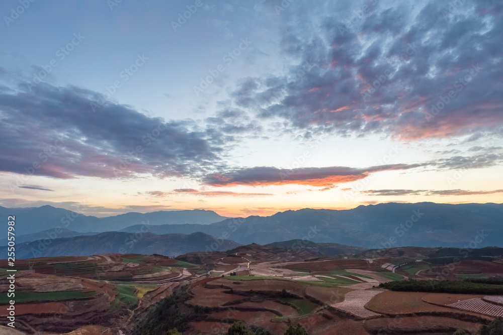 yunnan red land in sunrise