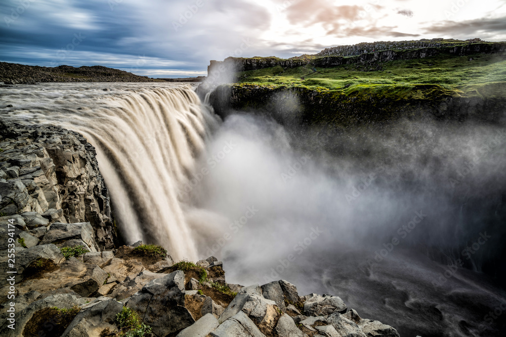 Amazing Iceland landscape at Dettifoss waterfall in Northeast Iceland region. Dettifoss is a waterfa