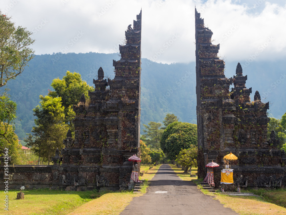 Amazing view of Handara gate in the morning with the mist over mountain in Bali, Indonesia. October,
