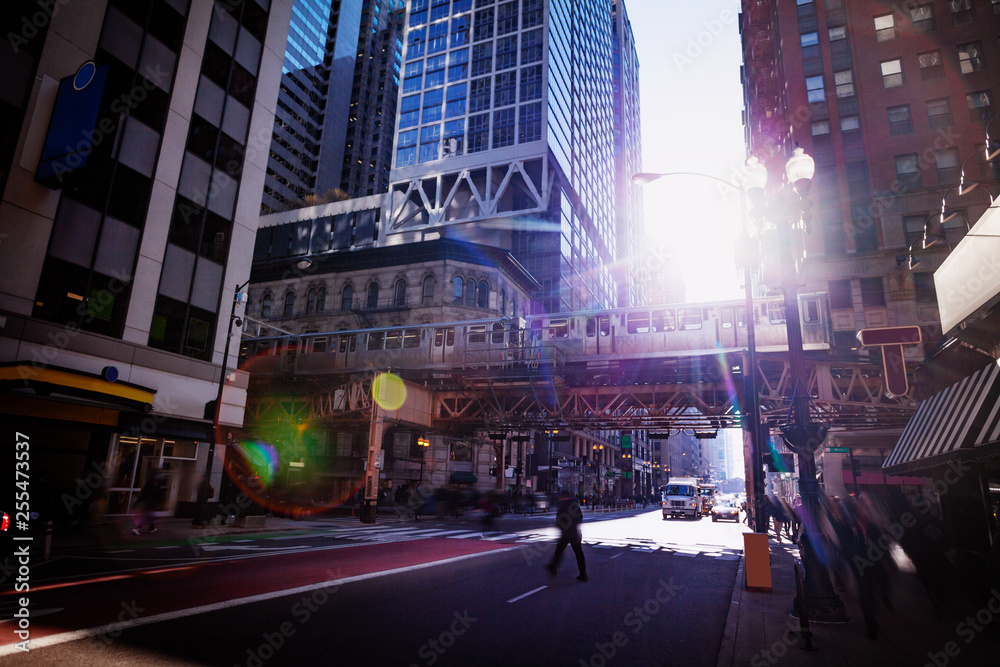 Chicago street and transport city metro bridge