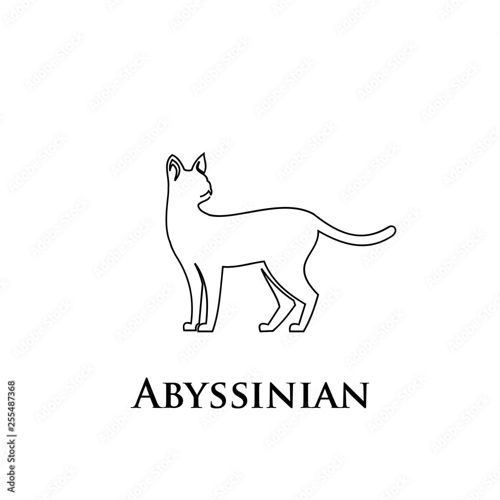 阿比西尼亚猫线标志图标设计矢量插图