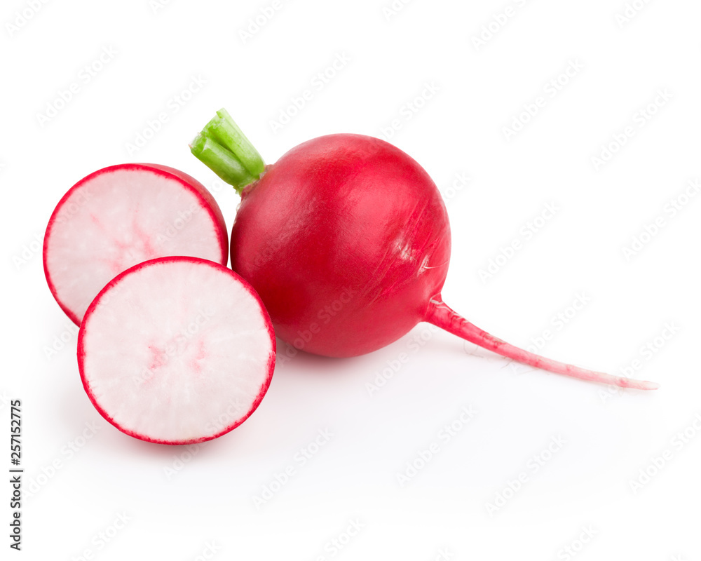 Fresh radish with halves