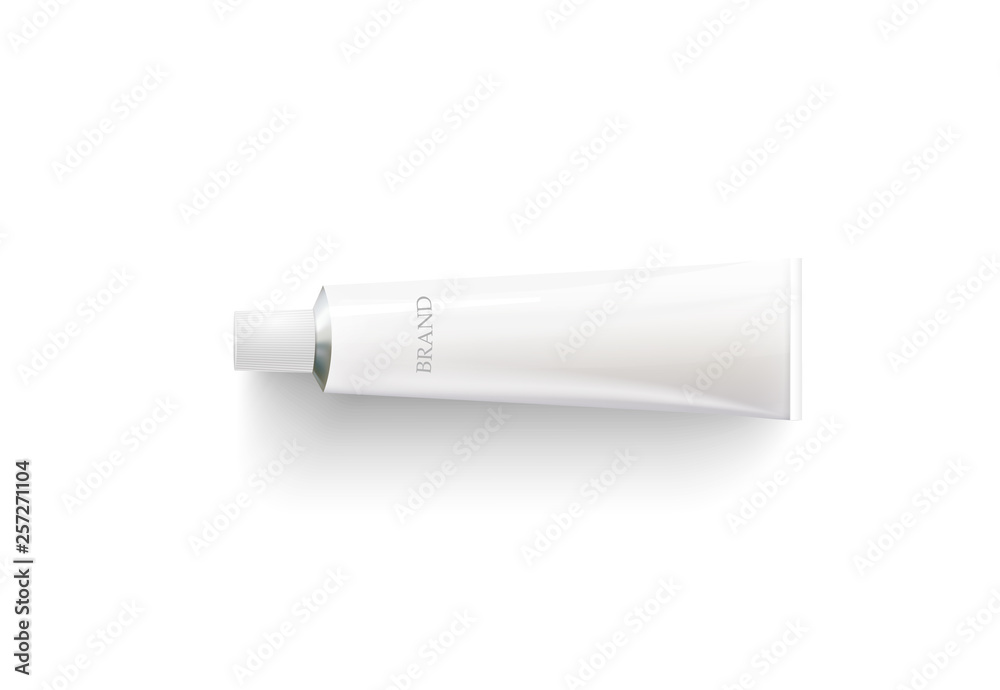 Cream on white background. Empty white background. Cream tube. Clean empty product mockup template. 