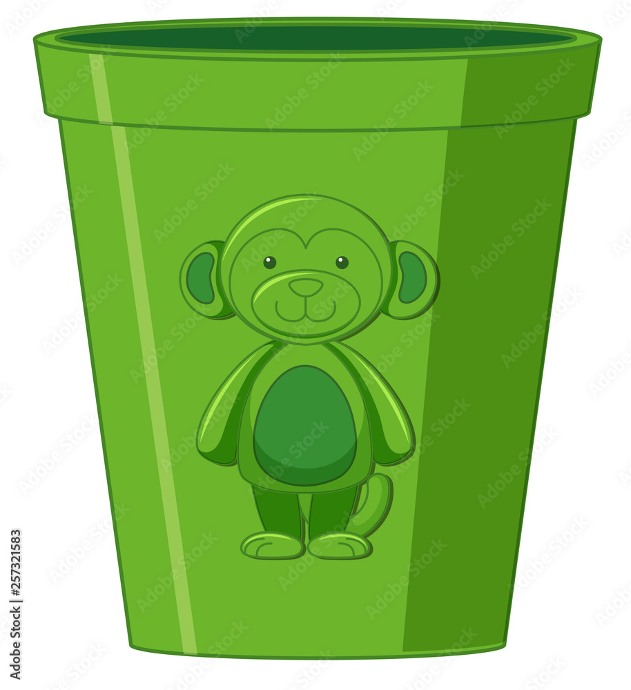 水桶上的绿猴子