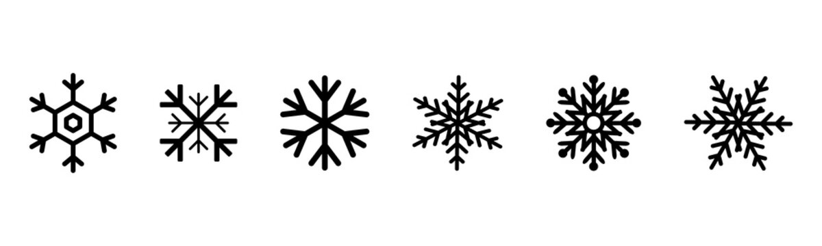 Set of black Snowflakes icons. Black snowflake. Snowflakes template. Snowflake winter. Snowflakes icons. Snowflake vector icon