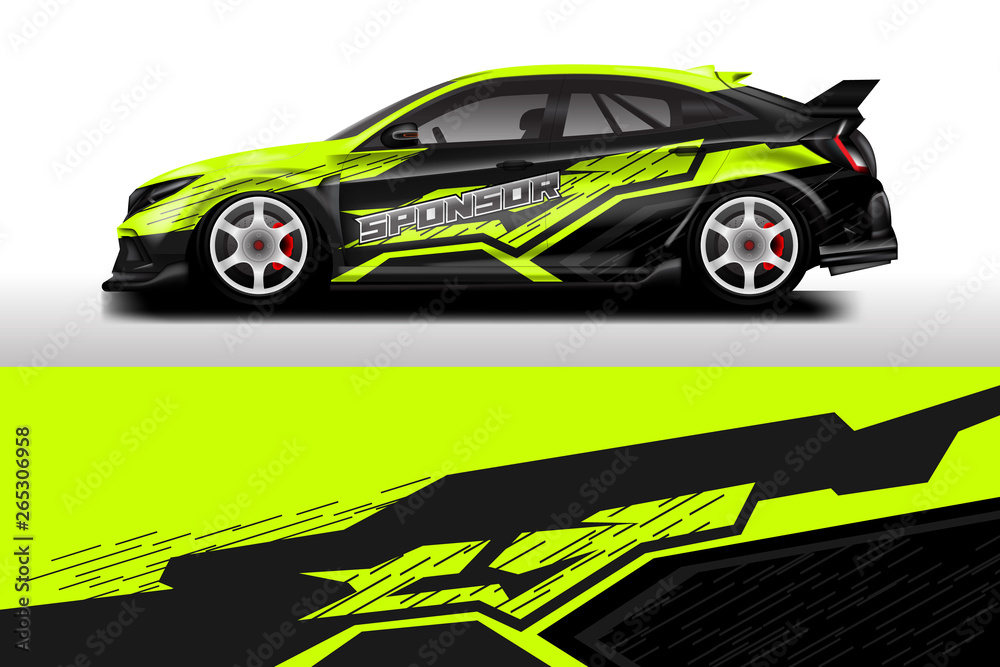 Wrap livery decal car vector , supercar, rally, drift . Graphic abstract stripe racing background . 