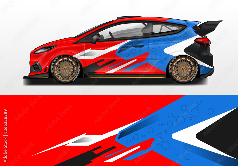 汽车贴膜设计矢量。汽车、赛车、拉力赛的图形抽象背景套件设计。
