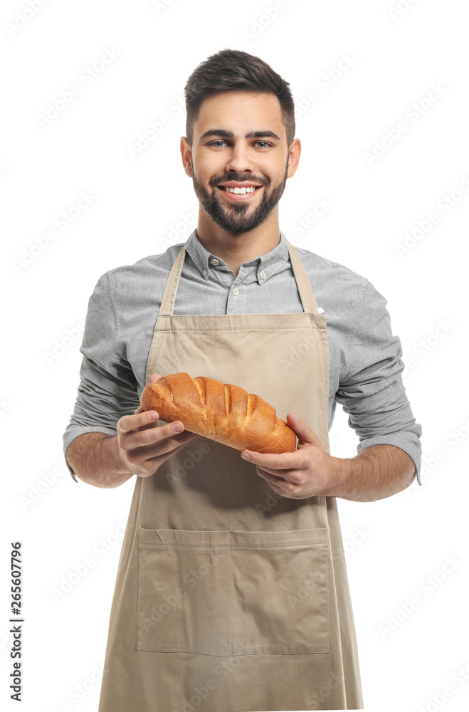 白底新鲜面包面包师