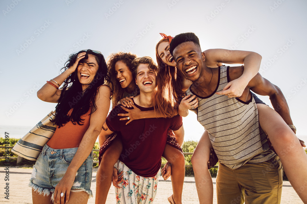 Group of happy friends having fun together