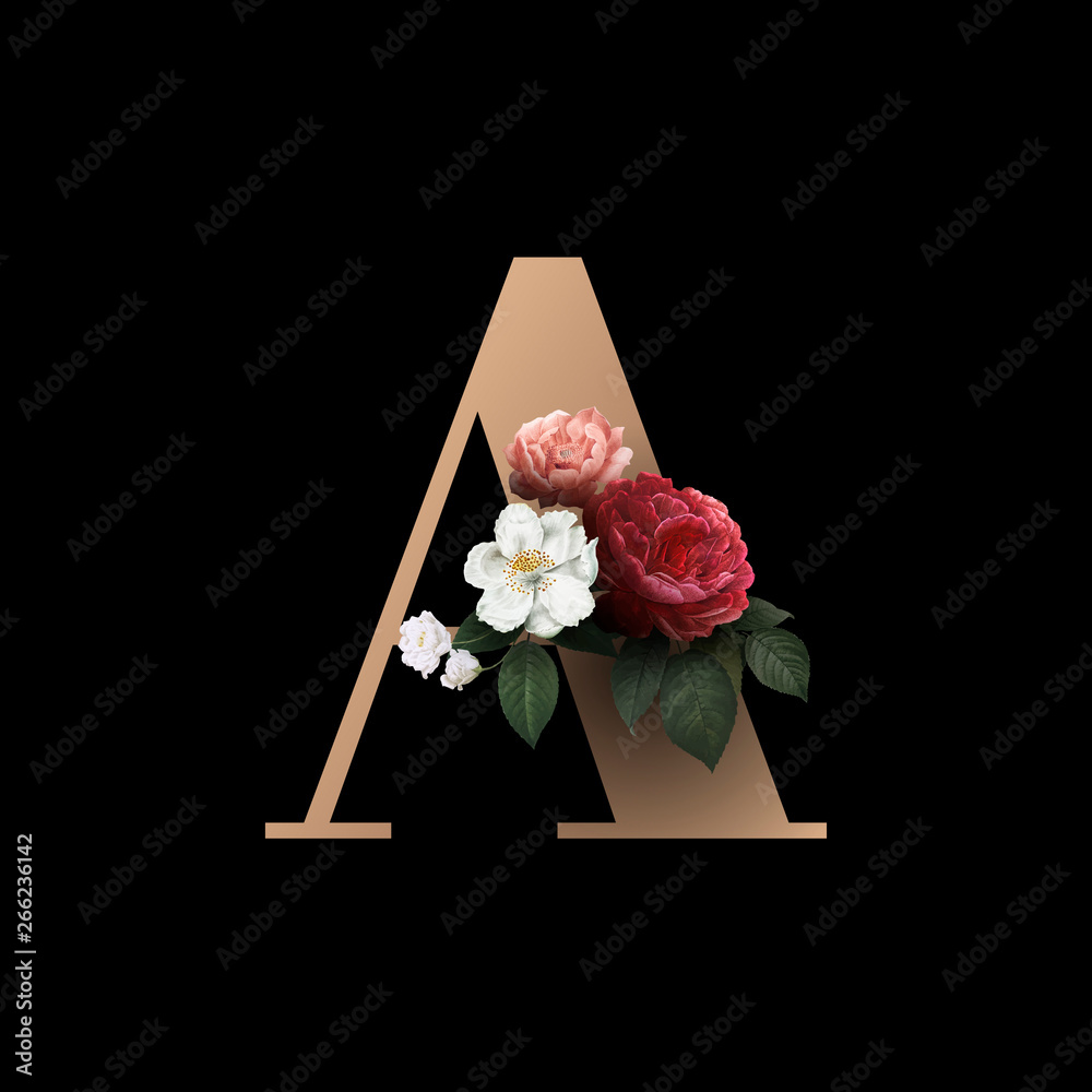 Floral letter A font