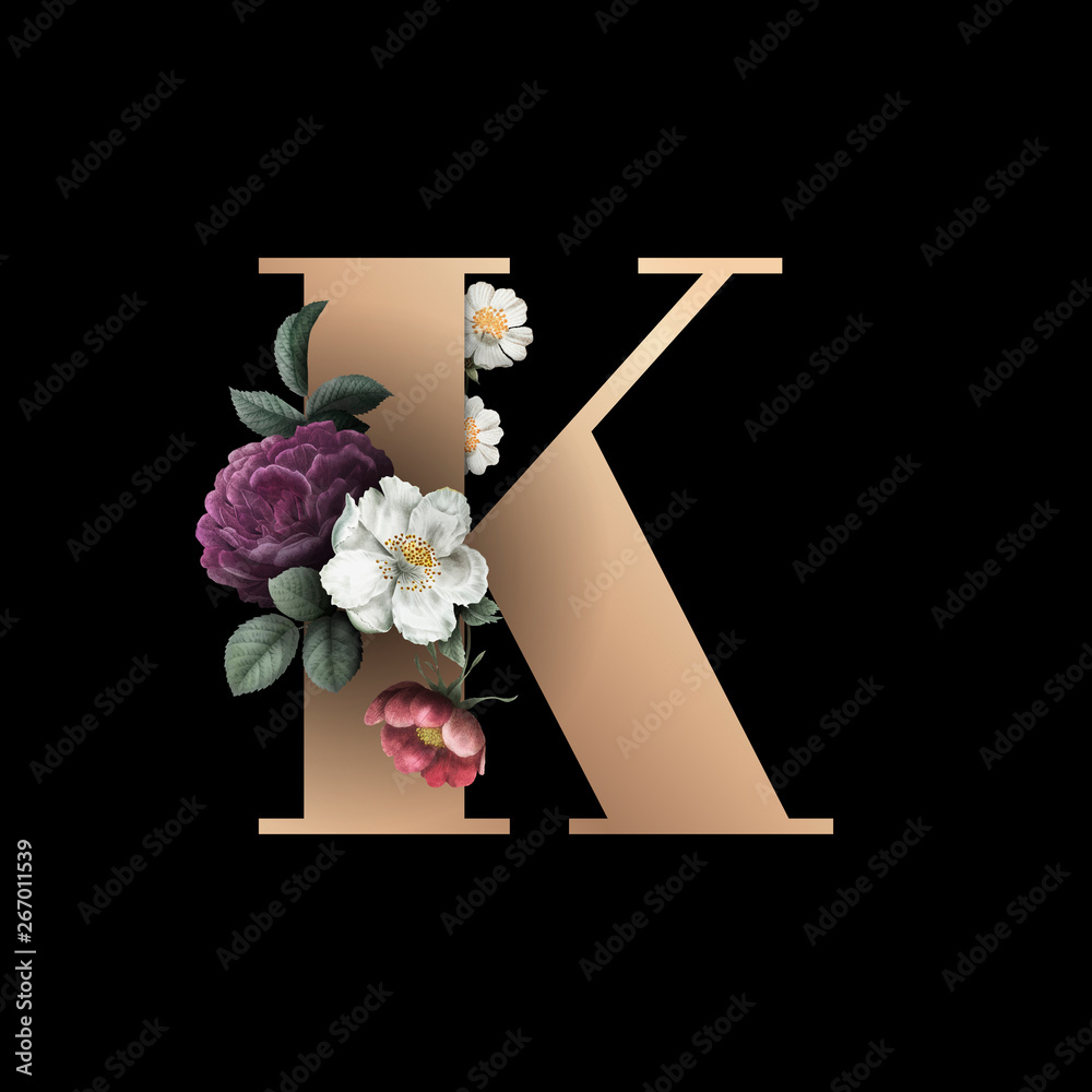 Floral letter K font